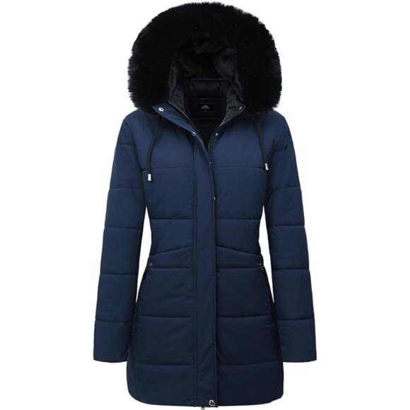 Women's Winter Puffer Coat Jacket Waterproof Dark Blue - Picture 1 of 6